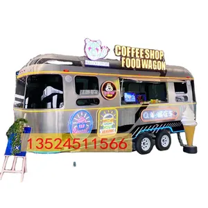आइस क्रीम गाड़ी कियोस्क के लिए पेय खाद्य कारवां मोबाइल खाद्य ट्रेलर स्ट्रीट नाश्ता यूरोप सबसे फैशनेबल फास्ट फूड ट्रक