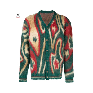 Фабричная Мужская одежда, модная Шерстяная трикотажная одежда с V-образным вырезом на пуговицах, дизайнерские топы, длинный вязаный кашемировый свитер, кардиган - Product Image 1