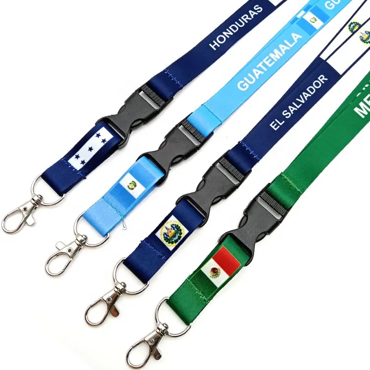 Op Maat Gemaakte Bedrukte Persoonlijkheidskoorden Keycords Met Plastic Gesp/Produceren Verschillende Kettingen Landen Lanyard Sleutelkoorden