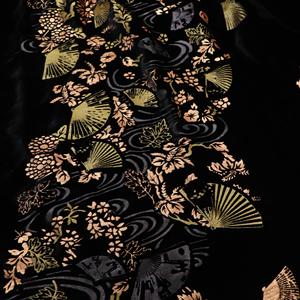 Tela de Terciopelo con Estampado Dorado de Seda Tejida, Tela para Ropa de Mujer Cheongsam, en Existencia - Product Image 1