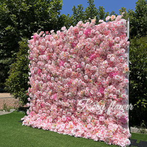 Panel <span class=keywords><strong>de</strong></span> Pared <span class=keywords><strong>de</strong></span> Flores Artificiales <span class=keywords><strong>de</strong></span> Rosas Rosadas para Bodas, Rollo <span class=keywords><strong>de</strong></span> Fondo <span class=keywords><strong>de</strong></span> Pared 3D 5D para Bodas, Panel <span class=keywords><strong>de</strong></span> Pared <span class=keywords><strong>de</strong></span> Flores Blancas <span class=keywords><strong>de</strong></span> 8 pies x 8 pies - Product Image 2
