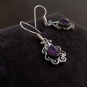 H.A. Boucles d'oreilles pendantes classiques en argent sterling pour femmes, avec améthyste, style J-257, vente en gros, lot, qualité AAA - Product Image 2