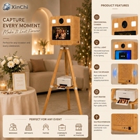 Kiosque photo portable tout-en-un en bois prêt à l'emploi avec imprimante DNP QW410 à flash automatique pour fêtes