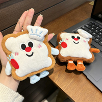 Porte-clés en peluche personnalisé en gros, motif sandwich de dessin animé adorable, image de chef, breloque de sac en peluche en forme de toast pour décoration et cadeau