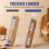 Sacs à pain micro-perforés en plastique BOPP de qualité alimentaire pour boulangerie, sacs à baguette