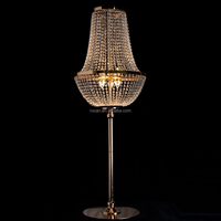Lustre de mariage LED à piles, nouveau support en cristal doré, centre de table lumineux rechargeable pour décorations de mariage