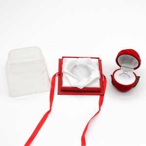 <strong>Rose</strong> Shape <strong>Jewelry</strong> <strong>Box</strong> with Hinge Closure for Rings and Earrings Velvet Material White Insert and Carton <strong>Box</strong> China - Product Image 3