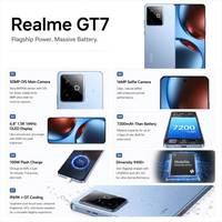 Téléphone mobile Realme GT7 5G d'origine, processeur quadricœur, écran plat de 6,8 pouces, puce haute performance, Android 11, batterie grande capacité, charge rapide