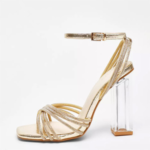 Sandalias de Verano para <span class=keywords><strong>Mujer</strong></span>, Nuevas con Tacón de Cristal, Plataforma Mediana, Tiras Cruzadas, Elegantes y con Punta en Pico - Product Image 6