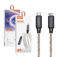 SMS-BY06 kabel PD Data RGB pengisian daya cepat, dengan transmisi Cepat 60W & 27W untuk pelindung kepang ponsel