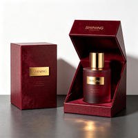 Flacon de parfum en verre bordeaux mat 50ml 100ml avec bouchon doré, flacon pulvérisateur vide rouge vin dans un coffret cadeau de luxe sur mesure, fabricant