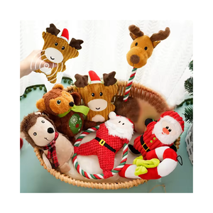 カスタムクリスマスフェスティバル動物きしむペットぬいぐるみ噛むガード咬傷に強い耐久性のあるおもちゃ - Product Image 1