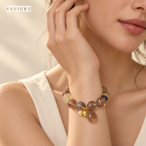 Pulsera Elástica de Cuentas de Cuarzo Negro Natural con Inclusiones de Lapislázuli y Citrino para Mujer, Joyería Personalizada al por Mayor - Product Image 2