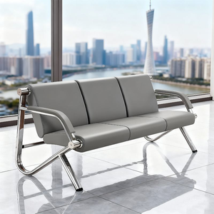 Chaise d'attente de réception d'hôpital et d'aéroport en cuir, cadre en acier laminé à froid de 1,2 mm d'épaisseur, moderne, de haute qualité, stable et durable - Product Image 3