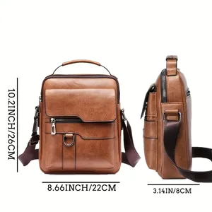 Sac messager en cuir PU noir pour homme <span class=keywords><strong>Vicuna</strong></span> – Style vintage très tendance, sac à bandoulière durable et élégant - Product Image 5