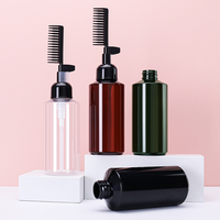 Bouteille de teinture capillaire en plastique personnalisée de 300 à 500 ml avec peigne-pompe pour une application précise de la couleur et du revitalisant pour cheveux