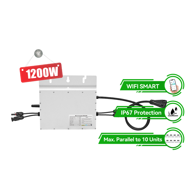1200W Solar Micro Inverter VDE IP67 Smart APP Plug&Play PV Microinverter System Single Phase 1200V Micro Inverter