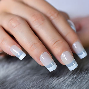 Faux ongles à presser avec pointes françaises, couleur blanche, forme carrée moyenne, style simple, en acrylique, pour <span class=keywords><strong>manucure</strong></span> DIY, salon, <span class=keywords><strong>mariage</strong></span>, rendez-vous galant - Product Image 2