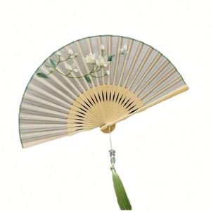 Precio Directo de Fábrica Abanico Plegable de Bambú con Bordado SU, Arte Folclórico Chino para Decoración Tradicional del Hogar, Ideal para Combinar con Oipao - Product Image 1