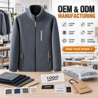 MOQ 1 pièce, veste cardigan en polaire épaisse pour homme, logo imprimé personnalisé, vêtements d'extérieur pour l'hiver, haute qualité