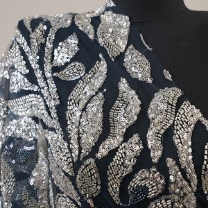 Tissu en <span class=keywords><strong>tulle</strong></span> brodé de sequins, style fleur, luxe, entièrement perlé, vente en gros - Product Image 3