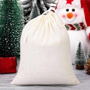 Custom Logo Sublimation Print Natural Organic Cotton Muslin Sachet Bags Double Shopping <b>Pouch</b> Canvas <b>Drawstring</b> Gift Bag - Product Image 3