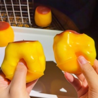 Jouet anti-stress ASMR souple et croustillant en forme de bloc rond, rempli, pour adultes, type pudding au caramel