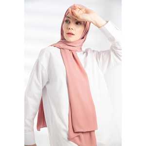 ผ้าคลุมไหล่เครปสีชมพูกุหลาบ ผ้าพันคอยาวแบบดั้งเดิมสำหรับผู้หญิง น้ำหนักเบา - Product Image 3