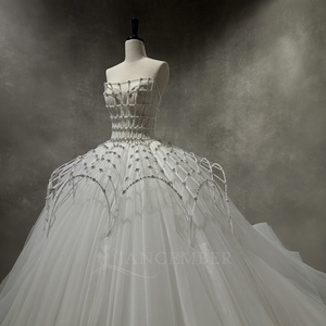 Robe de mariée élégante Nt143, robe de bal sans bretelles, corset à paillettes, tulle scintillant, robe de mariée Jancember - Product Image 3