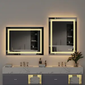 ארה"ב משלוח חינם מודרני קיר רכוב חכם LED אור ניתן לעמעום Defog אמבטיה מראה מותאם אישית להאיר אמבטיה מראה