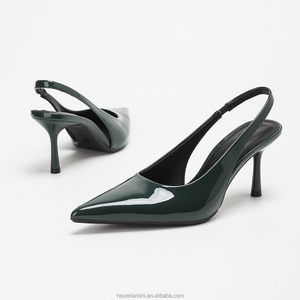 Sandalias de <span class=keywords><strong>Tacón</strong></span> Alto de 7.5cm con Punta en Pico y Logotipo Personalizado, Zapatos de <span class=keywords><strong>Tacón</strong></span> de Charol para Mujer, Diseño de Diseñador - Product Image 3