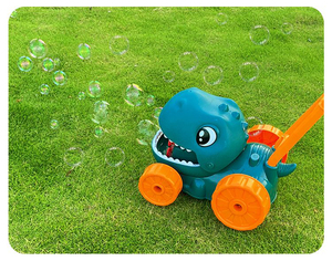 Nouvelle conception maison jardin interactif dinosaure poussant la voiture automatique Machine à bulles fabricant de savon souffleur chariot bébé enfants jouet - Product Image 3