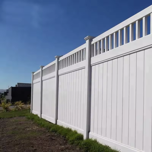 Vente flash - Panneaux de clôture en vinyle blanc de 6x8 pieds, design moderne, 100% matière vierge, avec dessus en piquets - Product Image 1