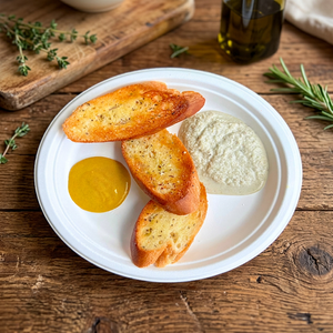 Assiette jetable ronde durable en bagasse blanche de 9 pouces, en pulpe de canne à sucre, pour service alimentaire, compostable, biodégradable, écologique - Product Image 4