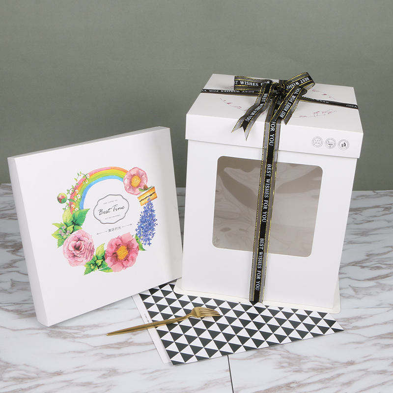 Factory Wholesale Square Art Paper Cardboard Cake Package Box With Window
