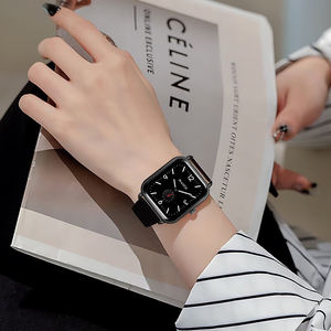 JRANDE H9308L-S女性用スクエアクォーツ時計合金ケースシリコンバンド防水ファッションミニマリストポインターダイヤル - Product Image 6