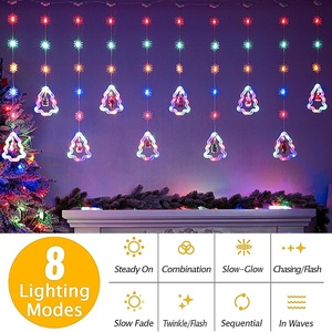 Luces de Cortina Navideñas, 8 Modos, 120 LED, Guirnalda Decorativa para Ventana, con Control Remoto, Luces de Hadas para Habitación, Fiestas - Product Image 5