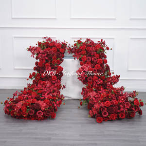 Vendita calda decorazione di nozze corridore fiore 2 metri di seta rossa fiore rosa corridore scala - Product Image 5