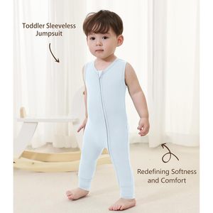 Custom Baby Rompers Sleeveless 2 Way Zipper Infant Jumpsuit Newborn Boys Girls Bamboo Viscose 0-24Months Sleepwear - Product Image 4