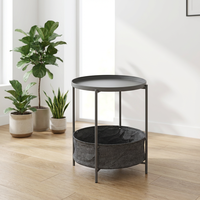 Table basse de salon naturelle avec pieds en métal, idéale pour salon, chambre ou balcon