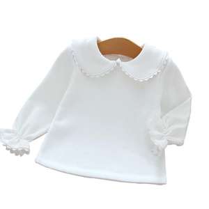 Camiseta Blanca Lisa para Niñas, Modelo PHB 50354, con Cuello Peter Pan - Product Image 1