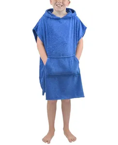Custom Surf 100%Polyester Microfiber Cotton Hooded Poncho Beach Towels for Kids Hooded Towel for Teen Soft Flannel Changing Robe