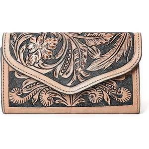 Portefeuille long vintage en cuir fait main pour femme avec blocage RFID, style western - Product Image 5