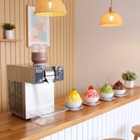 Machine à glace pilée électrique commerciale entièrement automatique en acier inoxydable 750W, 5 chambres, travail rapide, cylindre unique, pour glace en flocons