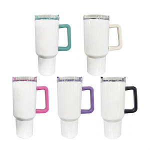 Vaso Térmico Portátil de Acero Inoxidable de 40oz, Clásico, de Gran Capacidad, para Sublimación, Blanco con Brillo Verde en la Oscuridad, con Tapa y Asa - Product Image 1