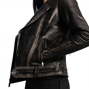 <b>Women</b> Split Leather Windproof <b>Lightweight</b> Moto <b>Jacket</b> Full Sleeve Zipper Custom Logo Wholesale OEM Private Label Amazop - Product Image 6