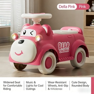 Coche Balancín de Plástico con Diseño de Animal de Dibujos Animados para Bebés, <span class=keywords><strong>Juguete</strong></span> Montable Suave de Cuatro Ruedas con <span class=keywords><strong>Volante</strong></span> para Niños Pequeños de 1 a 3 Años, Venta al por Mayor - Product Image 3