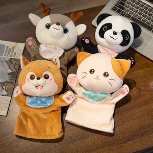Marionnettes à main en peluche personnalisées : cerf, chat, panda, shiba inu de dessin animé, marionnettes ventrilogo et jouets en peluche pour spectacles préscolaires - Product Image 1