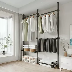 Modern Home Clothes Hanger Rack Metal Garment Rack Foldable Standing Pole System Coat Rack With Pallet