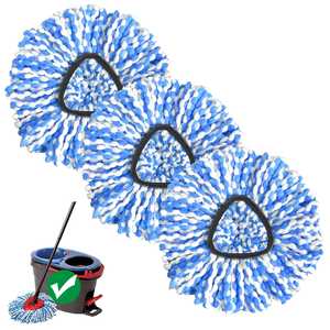 3 têtes de rechange pour système de serpillière rotative à 2 réservoirs, compatibles avec le système RinseClean, en microfibre, lavables en machine, nettoyage en profondeur facile - Product Image 1